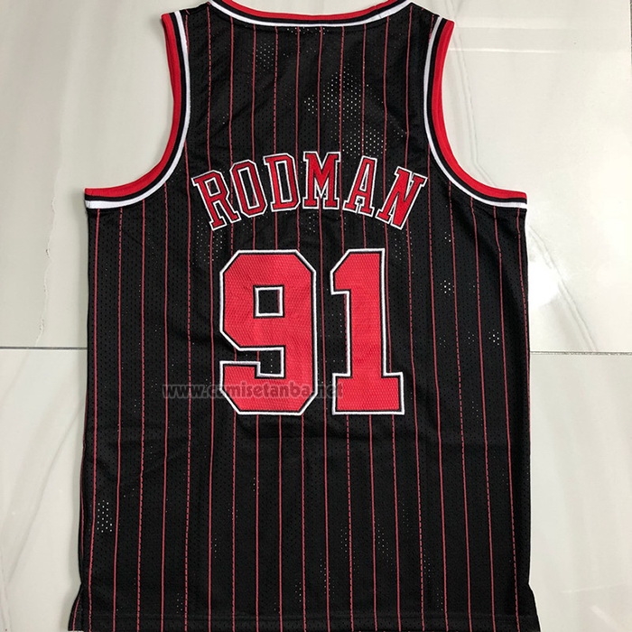 Camiseta Chicago Bulls Dennis Rodman #91 Mitchell & Ness 1996-97 Negro